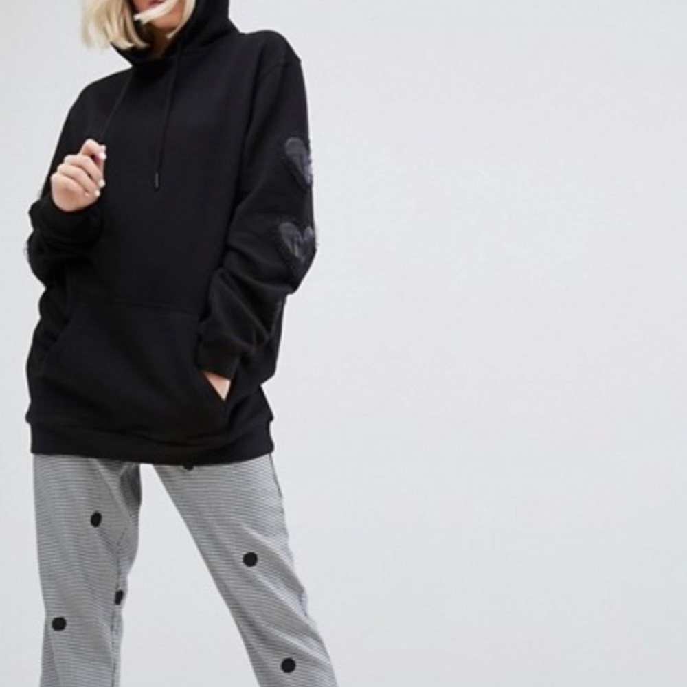 Lazy Oaf Black Like Your Heart Hoodie Women’s Size Large